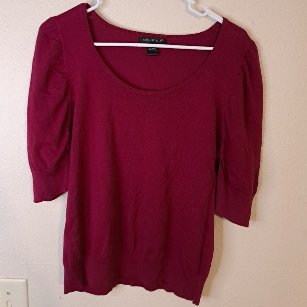 Make offer! August Silk Rich Magenta Pink Red Knit Top Large